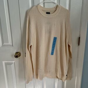 NWT GAP Mens Large Cream Cotton‎ Long Sleeve Seed Stitched Sweater